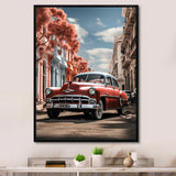 Coral Classic Cuban Car - Classic Cars Canvas Wall Art