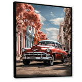 Coral Classic Cuban Car - Classic Cars Canvas Wall Art