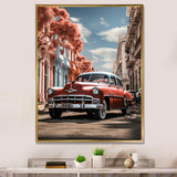 Coral Classic Cuban Car - Classic Cars Canvas Wall Art