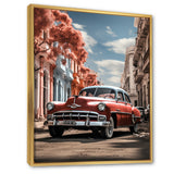 Coral Classic Cuban Car - Classic Cars Canvas Wall Art
