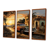 Cuba Havana Sunset - 3-Piece Canvas Wall Art