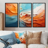 Teal Orange Bold Abstract Flow Collage I - Multi-Panels