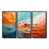 Teal Orange Bold Abstract Flow Collage I - Multi-Panels