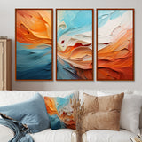 Teal Orange Bold Abstract Flow Collage I - Multi-Panels