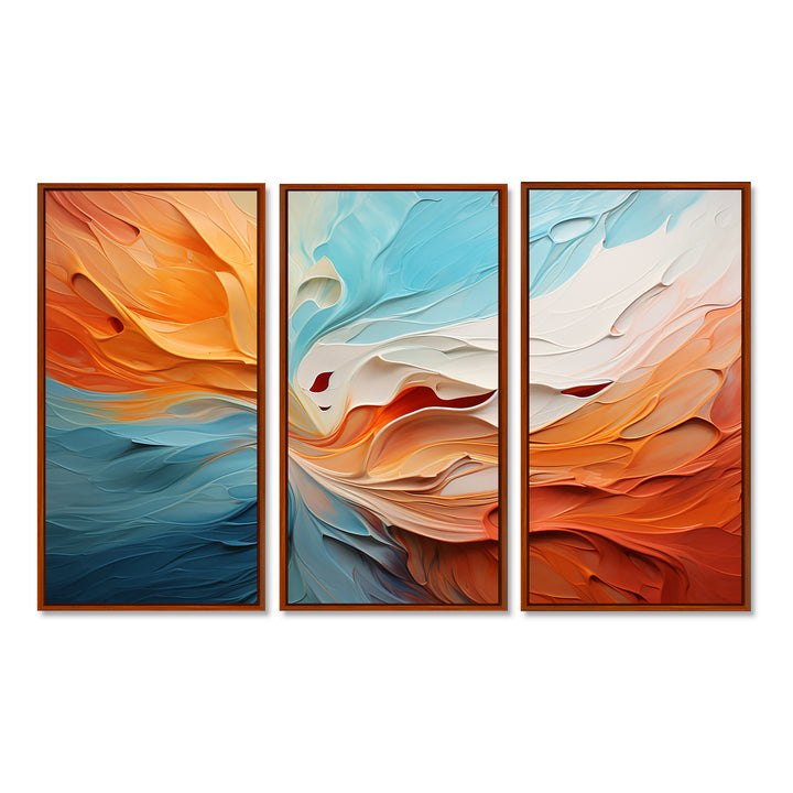 Teal Orange Bold Abstract Flow Collage I - Multi-Panels