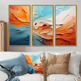 Teal Orange Bold Abstract Flow Collage I - Multi-Panels