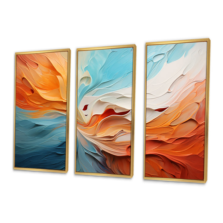 Teal Orange Bold Abstract Flow Collage I - Multi-Panels