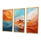 Teal Orange Bold Abstract Flow Collage I - Multi-Panels