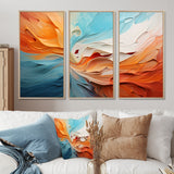Teal Orange Bold Abstract Flow Collage I - Multi-Panels