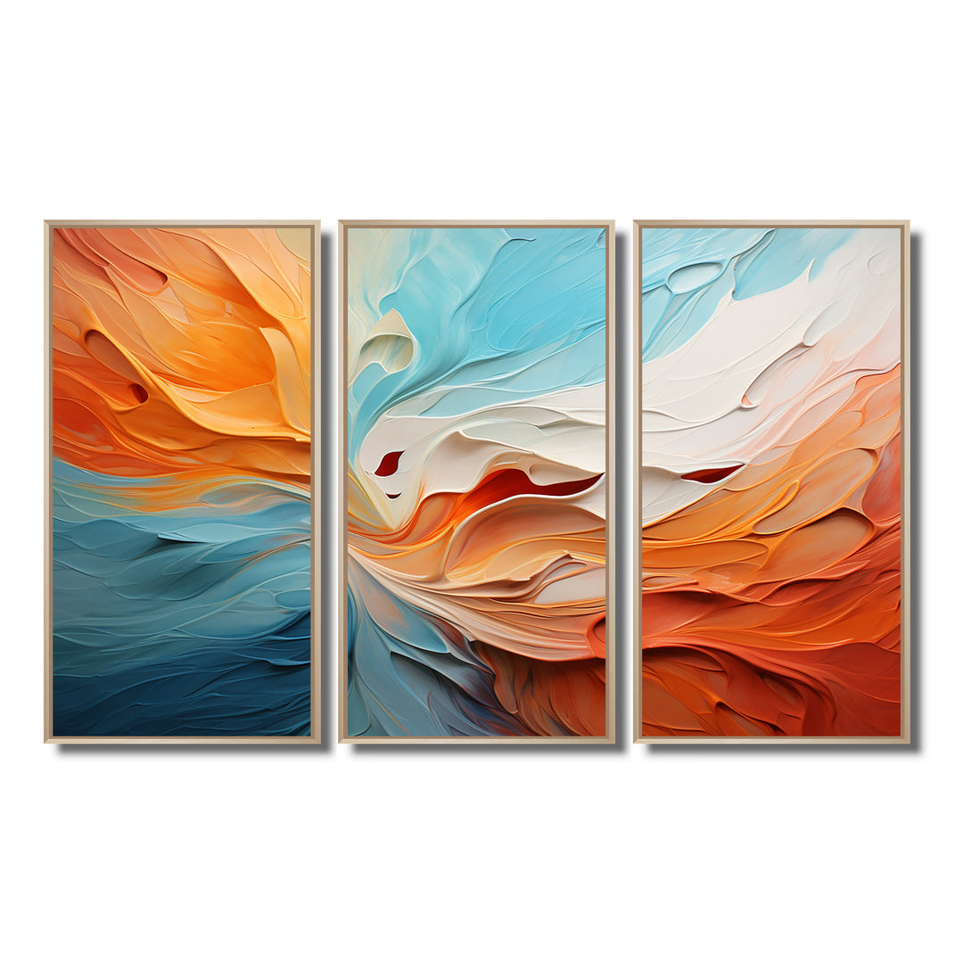 Teal Orange Bold Abstract Flow Collage I - Multi-Panels