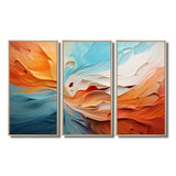 Teal Orange Bold Abstract Flow Collage I - Multi-Panels