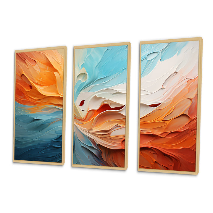 Teal Orange Bold Abstract Flow Collage I - Multi-Panels