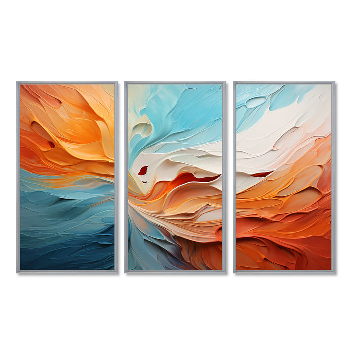 Teal Orange Bold Abstract Flow Collage I - Multi-Panels
