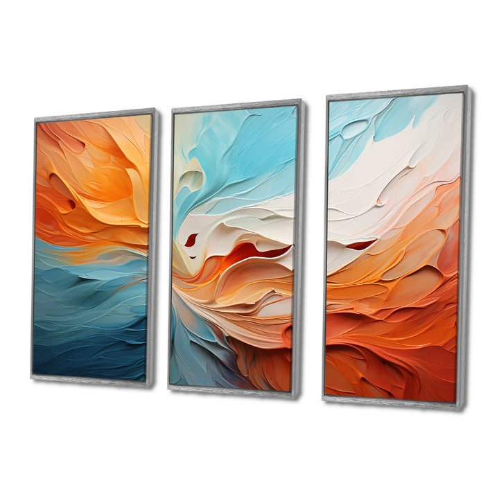 Teal Orange Bold Abstract Flow Collage I - Multi-Panels