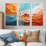 Teal Orange Bold Abstract Flow Collage I - Multi-Panels