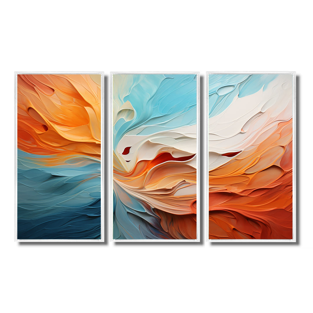 Teal Orange Bold Abstract Flow Collage I - Multi-Panels