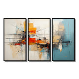 Teal Orange Bold Energy IV - 3-Piece Canvas Wall Art