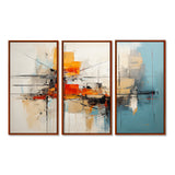Teal Orange Bold Energy IV - 3-Piece Canvas Wall Art
