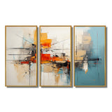 Teal Orange Bold Energy IV - 3-Piece Canvas Wall Art
