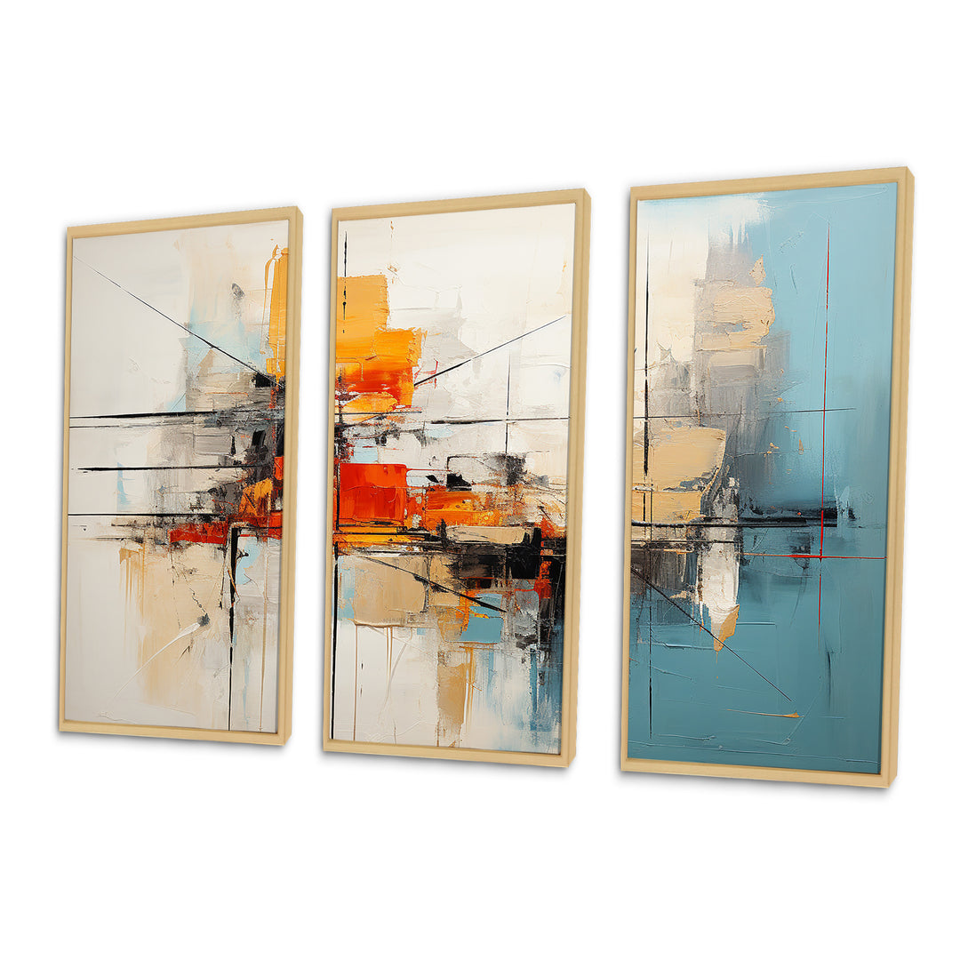 Teal Orange Bold Energy IV - 3-Piece Canvas Wall Art