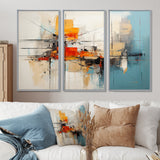 Teal Orange Bold Energy IV - 3-Piece Canvas Wall Art