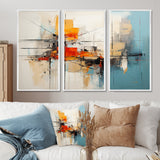 Teal Orange Bold Energy IV - 3-Piece Canvas Wall Art