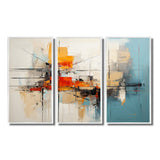 Teal Orange Bold Energy IV - 3-Piece Canvas Wall Art