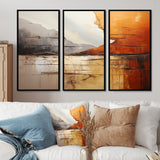 Grey Orange Grey And Orange Geological Wonders - Split Panel Canvas Art