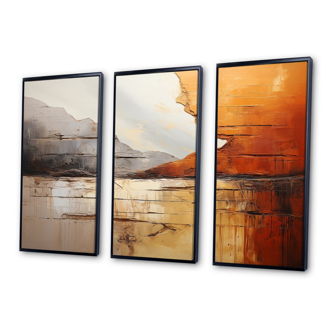 Grey Orange Grey And Orange Geological Wonders - Split Panel Canvas Art