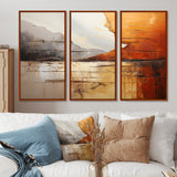 Grey Orange Grey And Orange Geological Wonders - Split Panel Canvas Art