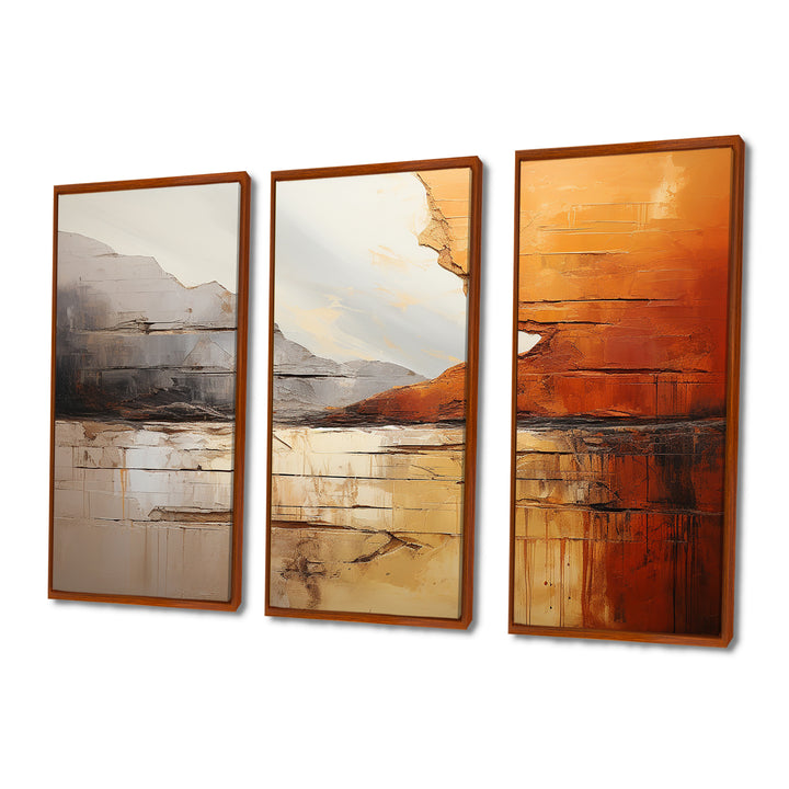 Grey Orange Grey And Orange Geological Wonders - Split Panel Canvas Art