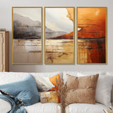 Grey Orange Grey And Orange Geological Wonders - Split Panel Canvas Art
