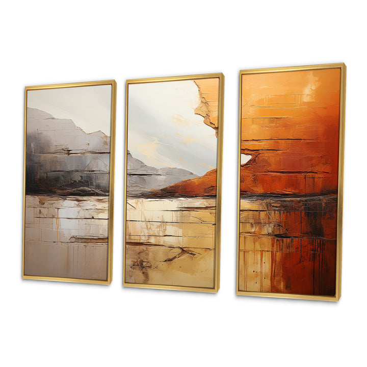 Grey Orange Grey And Orange Geological Wonders - Split Panel Canvas Art