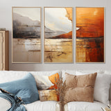 Grey Orange Grey And Orange Geological Wonders - Split Panel Canvas Art
