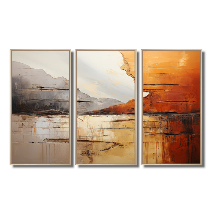 Grey Orange Grey And Orange Geological Wonders - Split Panel Canvas Art