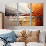 Grey Orange Grey And Orange Geological Wonders - Split Panel Canvas Art