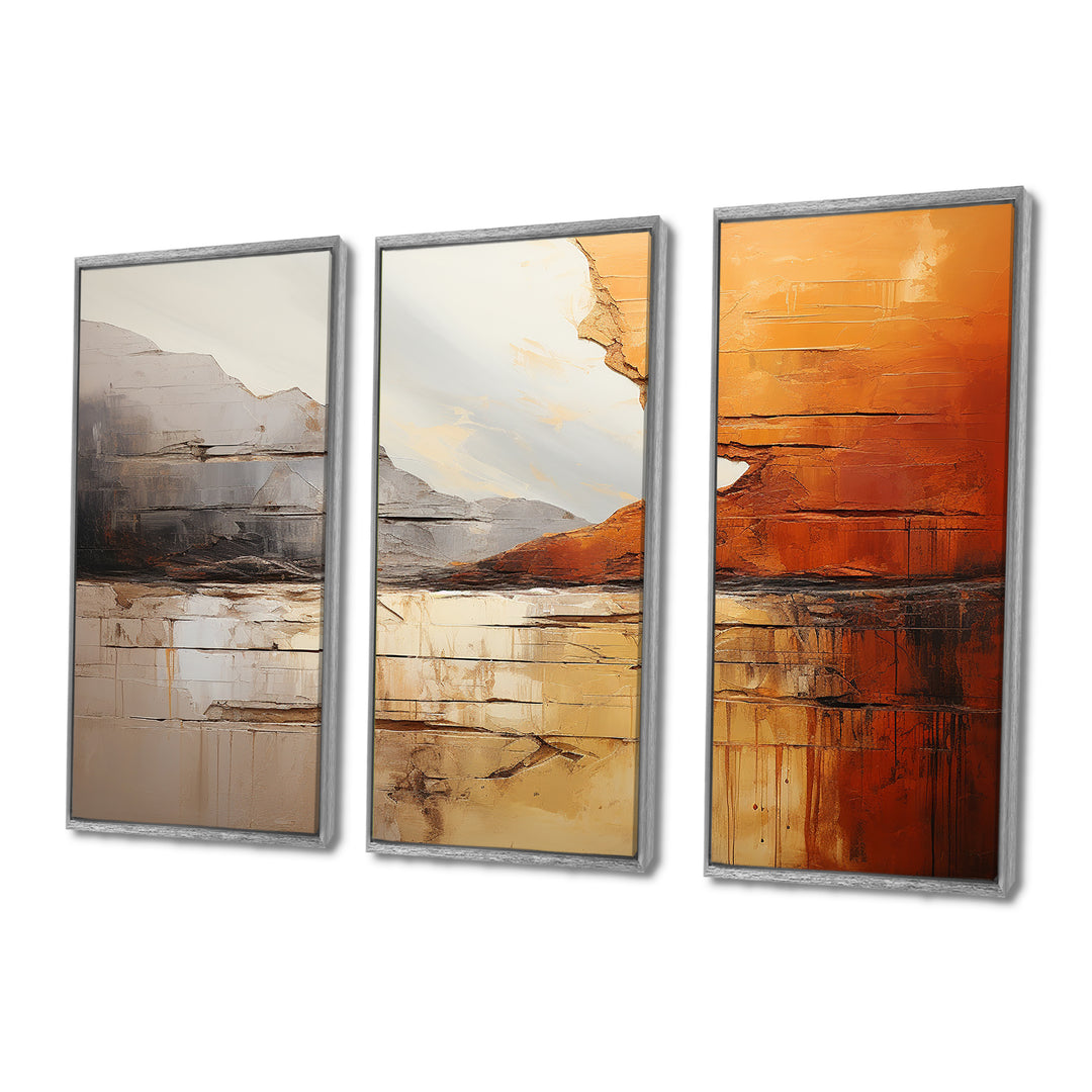Grey Orange Grey And Orange Geological Wonders - Split Panel Canvas Art
