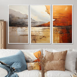 Grey Orange Grey And Orange Geological Wonders - Split Panel Canvas Art