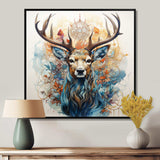 Deer Abstracted Antlers - Animals Canvas Wall Art