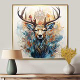 Deer Abstracted Antlers - Animals Canvas Wall Art