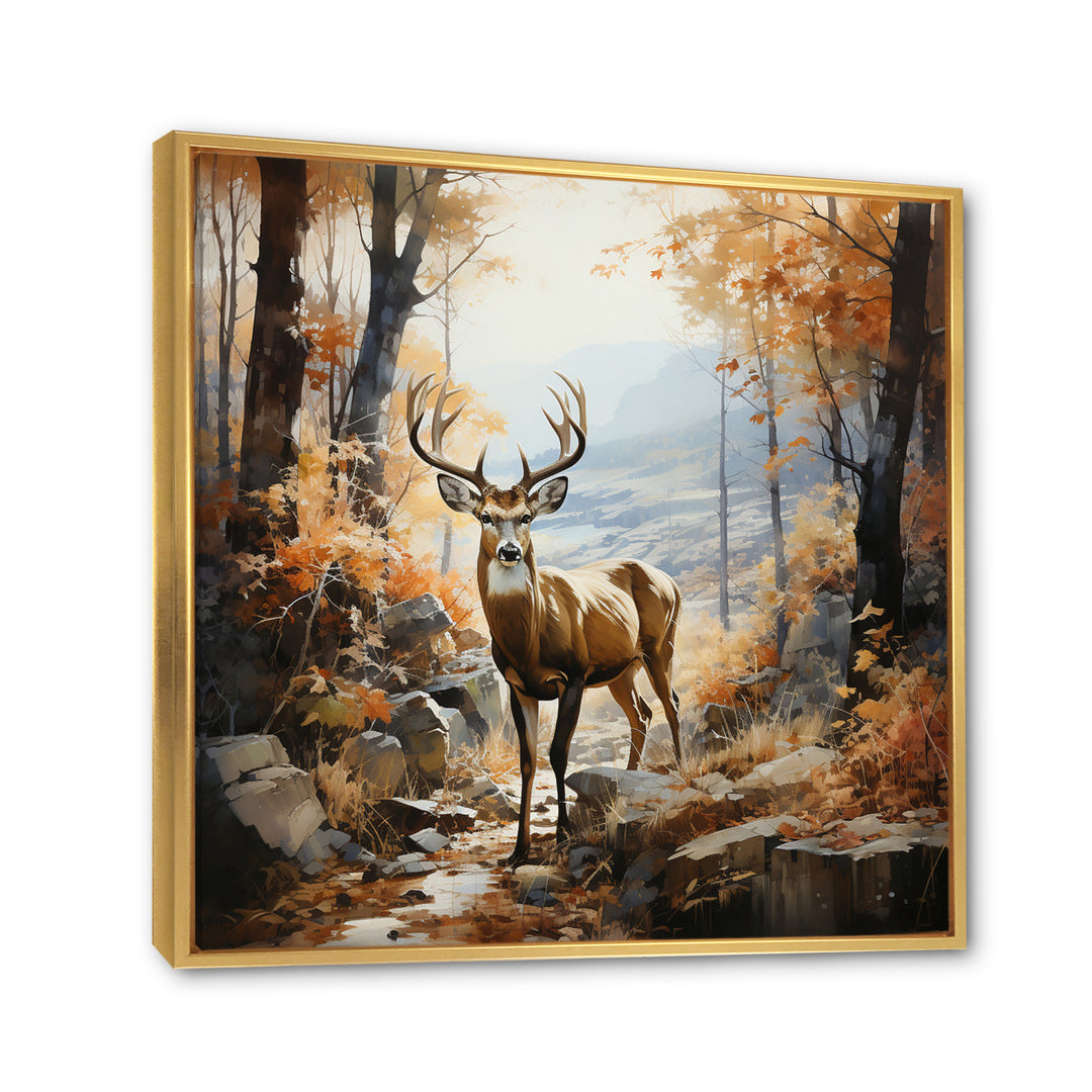 Deer Autumn Serenade - Brown Deer Wall Art