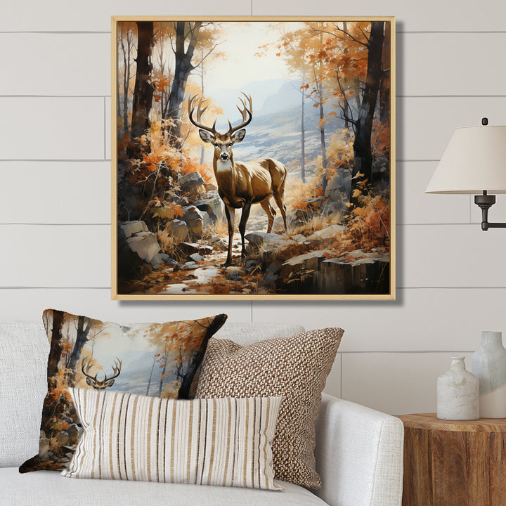 Deer Autumn Serenade - Brown Deer Wall Art