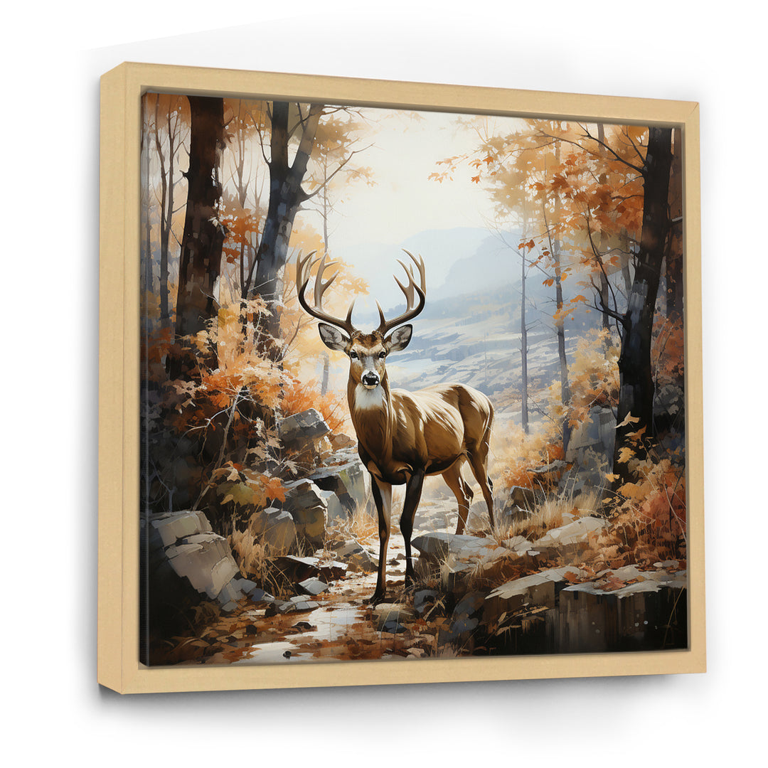 Deer Autumn Serenade - Brown Deer Wall Art
