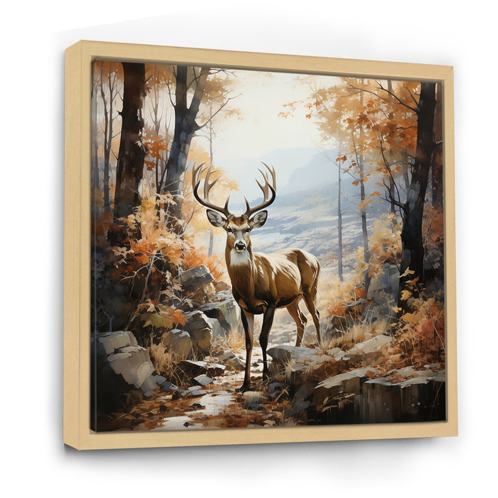 Deer Autumn Serenade - Brown Deer Wall Art