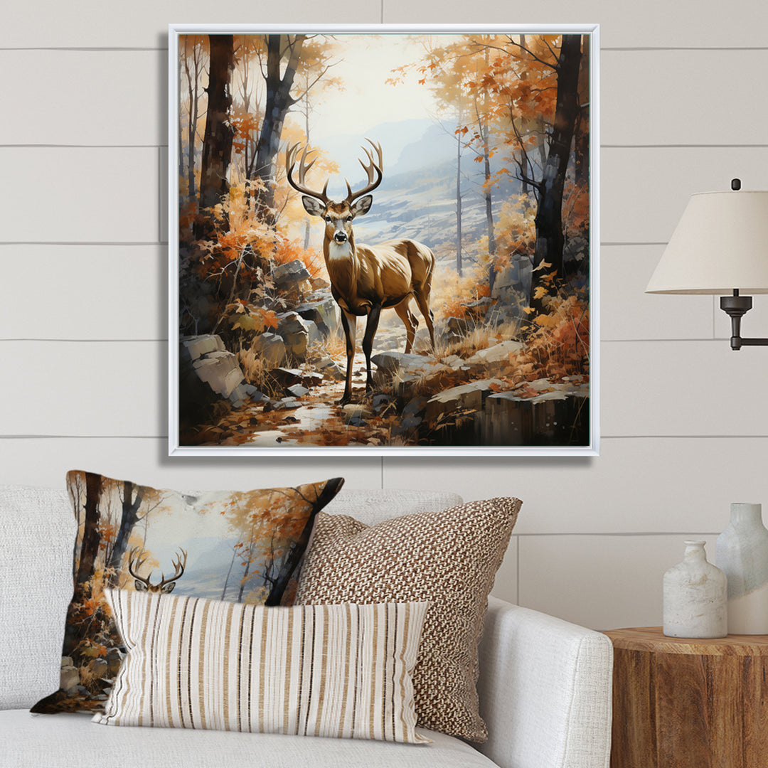 Deer Autumn Serenade - Brown Deer Wall Art