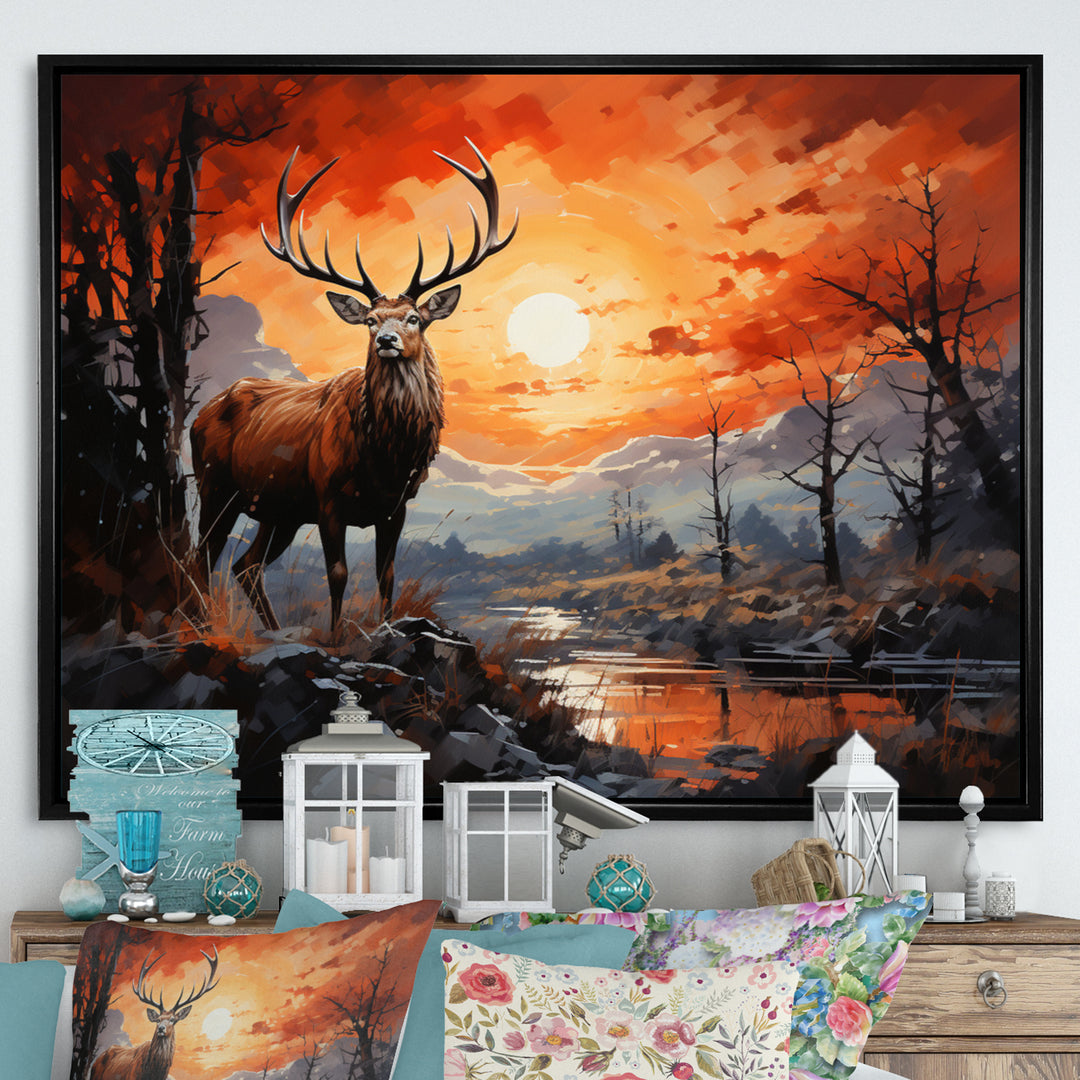 Deer Bold Silhouette - Brown Deer Wall Art