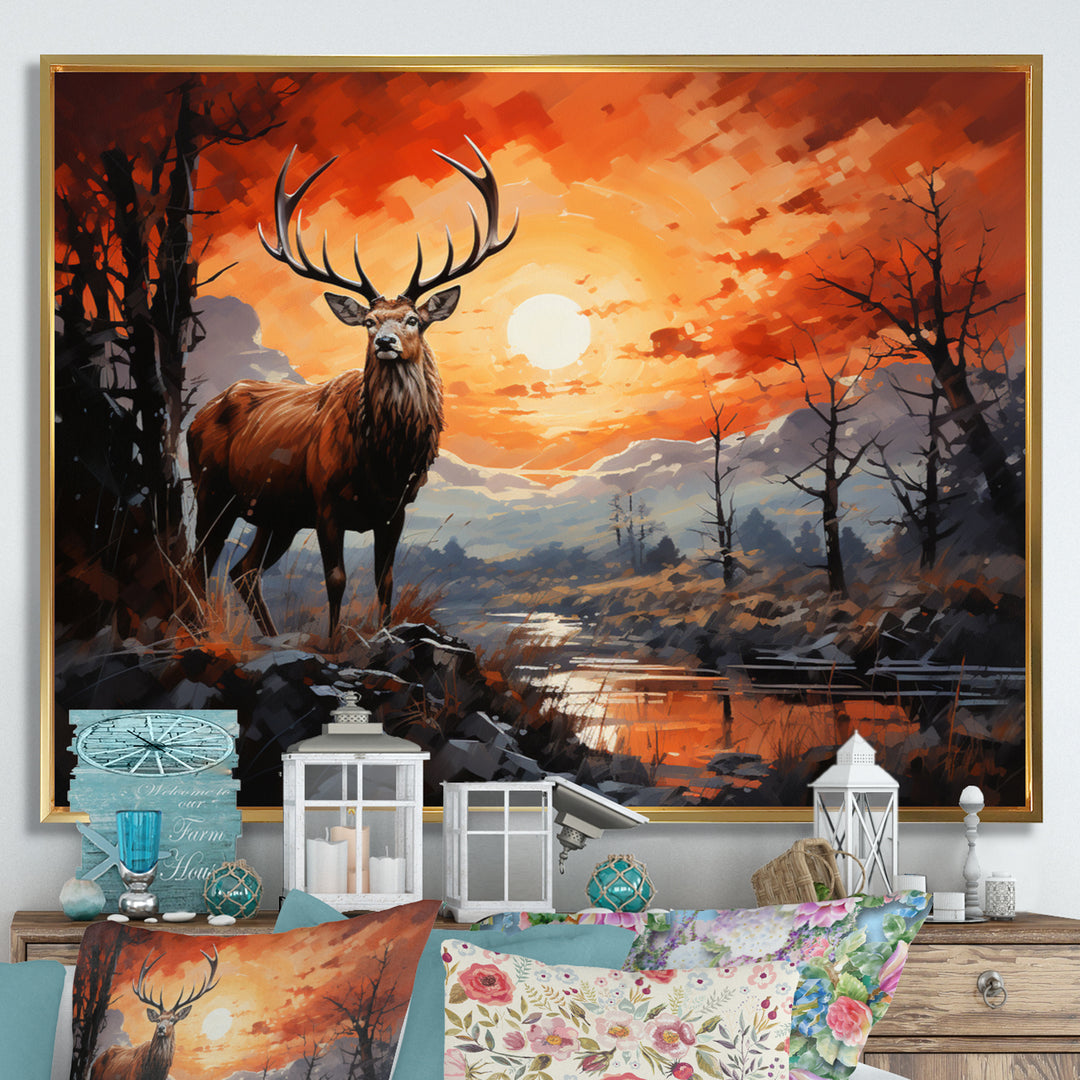 Deer Bold Silhouette - Brown Deer Wall Art