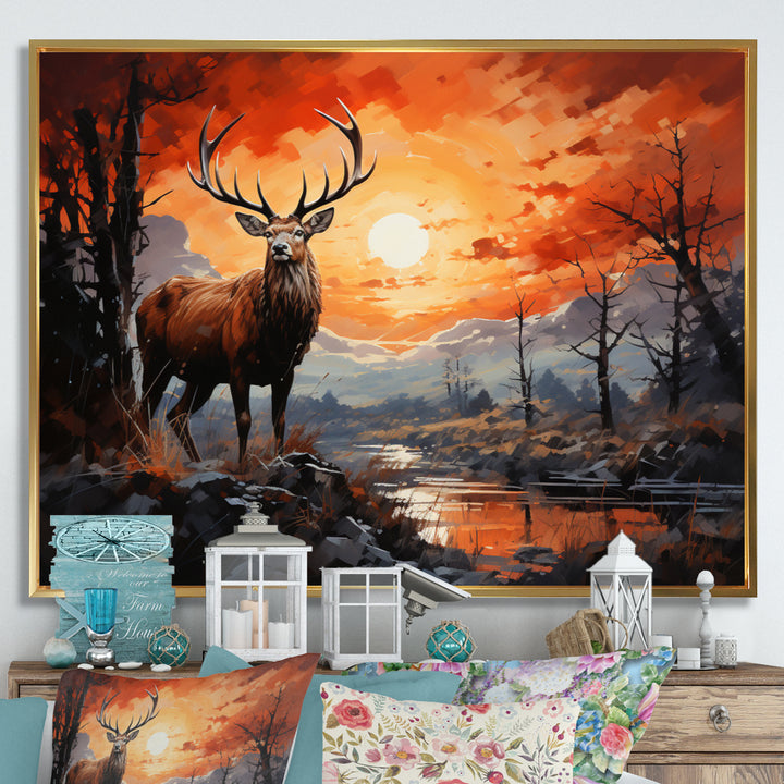 Deer Bold Silhouette - Brown Deer Wall Art
