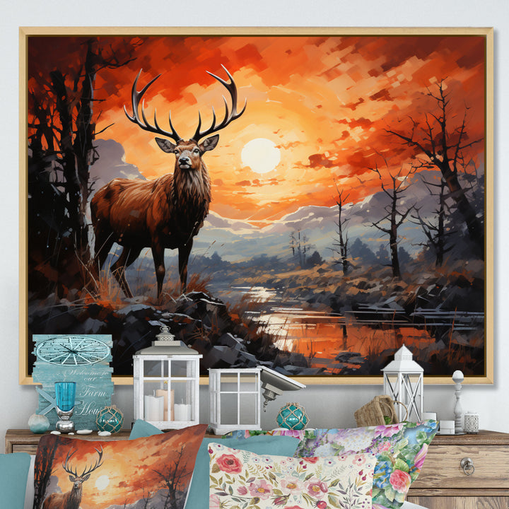 Deer Bold Silhouette - Brown Deer Wall Art