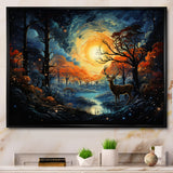 Deer Celestial Symphony - Deer Framed Canvas Art
